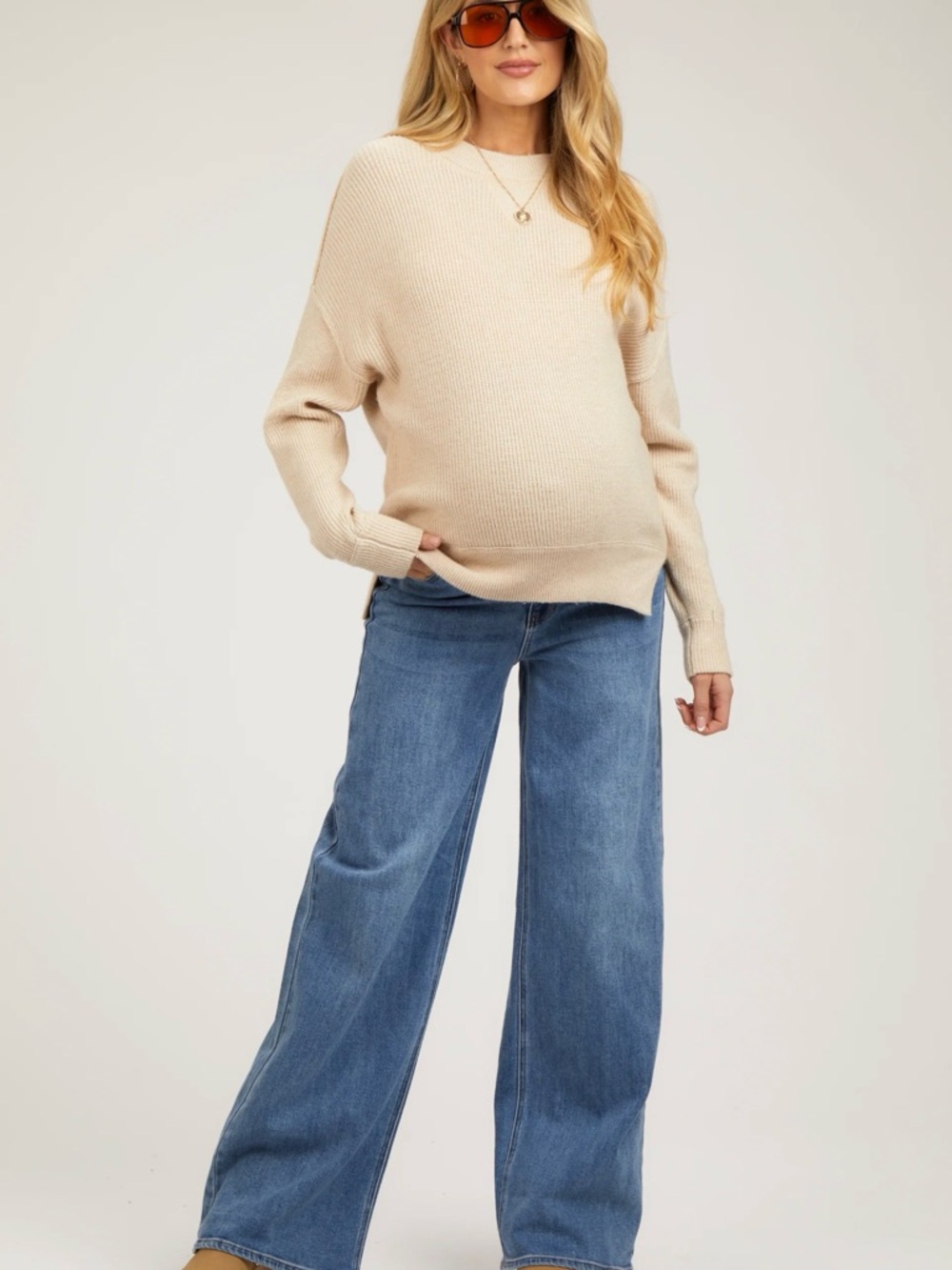 NWOT Blue Wide Leg Maternity Jeans